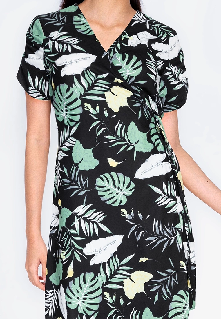 ZALORA BASICS Ruched Sleeves Midi Wrap Dress - Billede 3