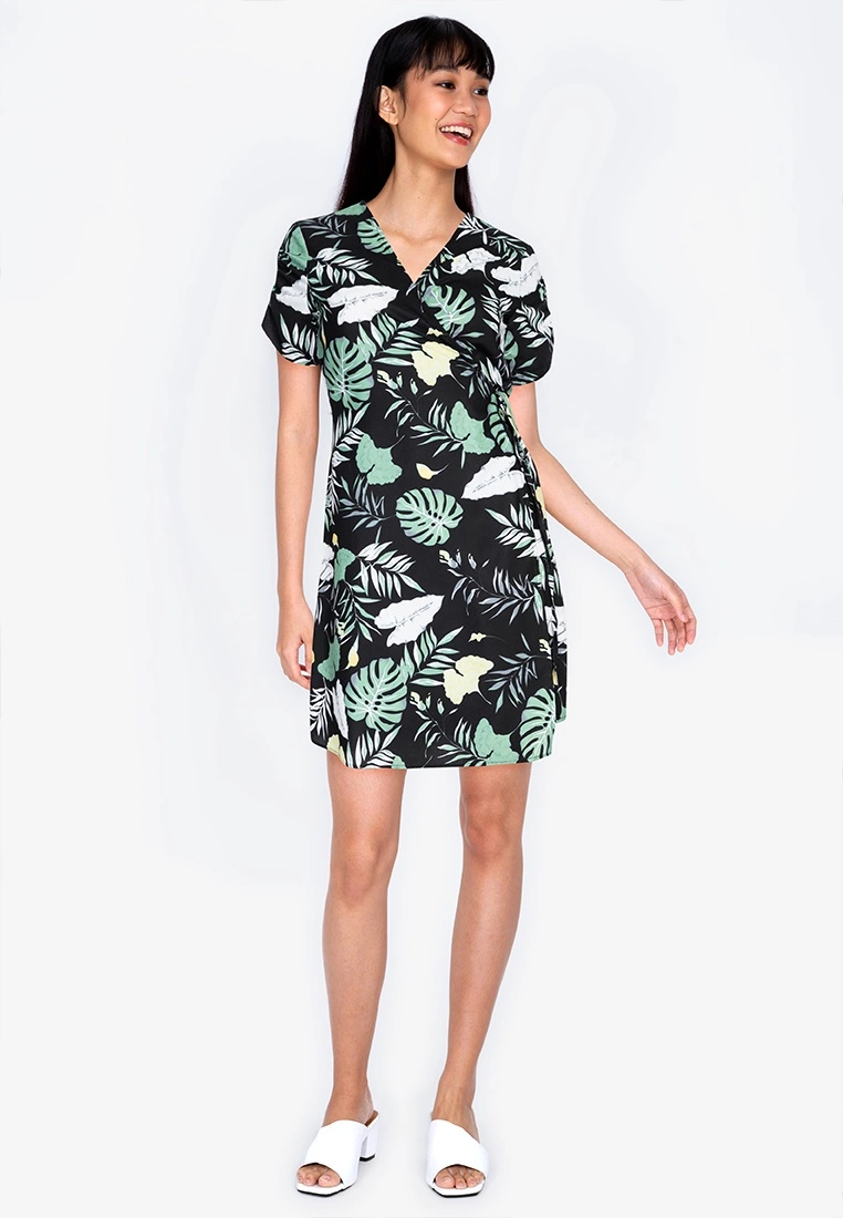 ZALORA BASICS Ruched Sleeves Midi Wrap Dress - Billede 4