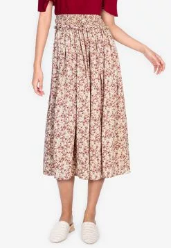 ZALORA BASICS Smocked Waist Midi Skirt