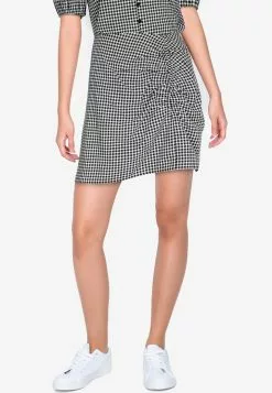 ZALORA BASICS Ruched Front Gingham Mini Skirt
