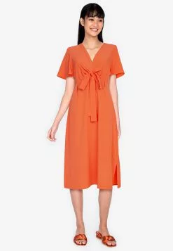 ZALORA BASICS Tie Detail Fit and Flare Dress