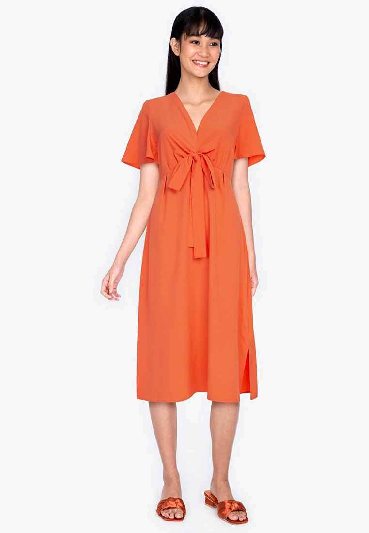 ZALORA BASICS Tie Detail Fit and Flare Dress