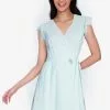 ZALORA BASICS Cotton Eyelet Mini Wrap Dress