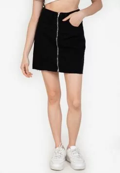 ZALORA BASICS Exposed Zip Mini Denim Skirt