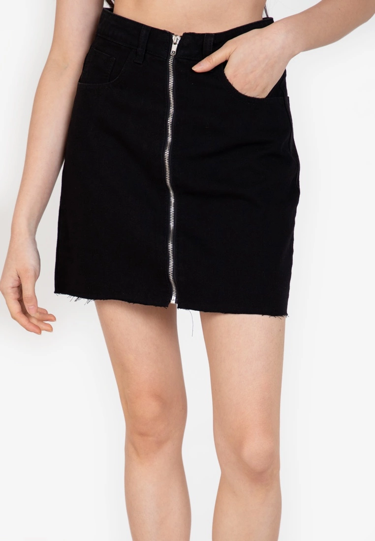 ZALORA BASICS Exposed Zip Mini Denim Skirt - Billede 3