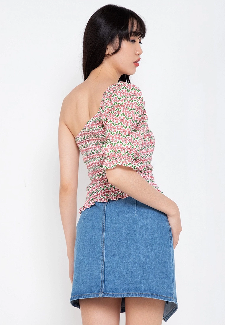 ZALORA BASICS Shirred Bodice One Shoulder Top - Billede 2