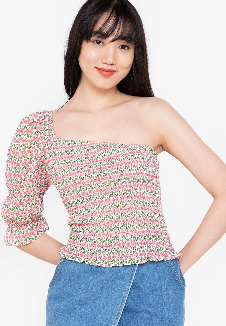 ZALORA BASICS Shirred Bodice One Shoulder Top - Billede 3