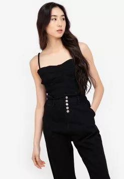 ZALORA BASICS Denim Corset Crop Top