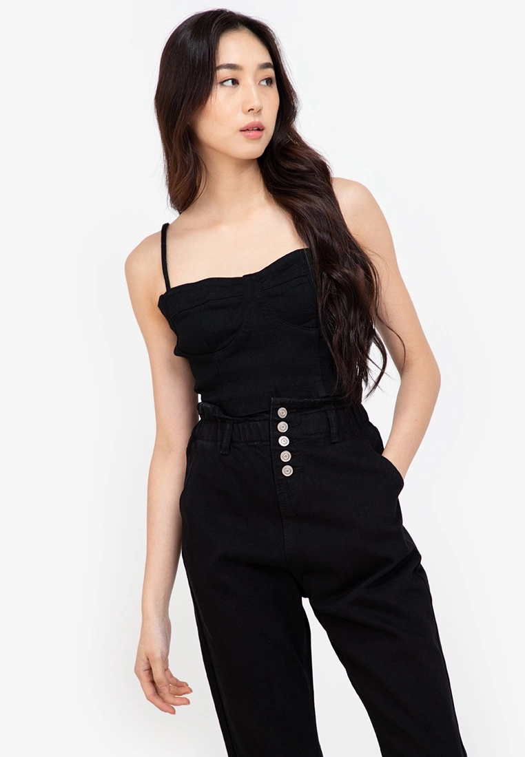 ZALORA BASICS Denim Corset Crop Top