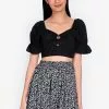ZALORA BASICS O-Ring Detail Short Sleeve Crop Top