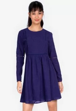 ZALORA BASICS Long Sleeve Embroidered Dress