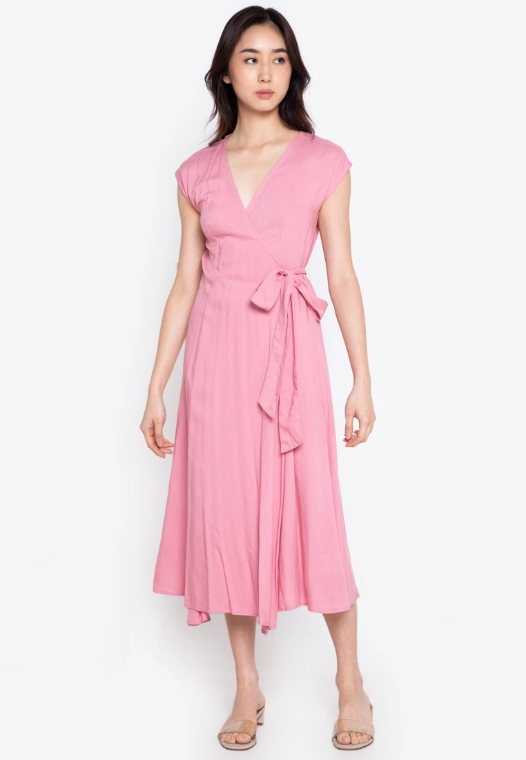 ZALORA BASICS Cap Sleeve Midi Wrap Dress - Billede 4