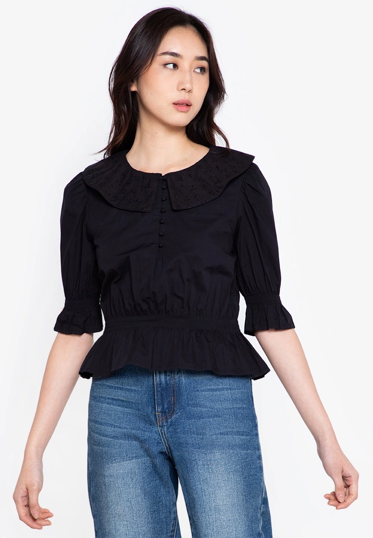ZALORA BASICS Peter Pan Collar Top