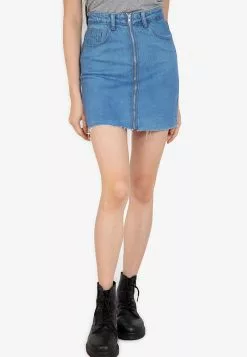 ZALORA BASICS Exposed Zip Mini Denim Skirt