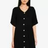 ZALORA BASICS Short Sleeve Button Down Babydoll Dress