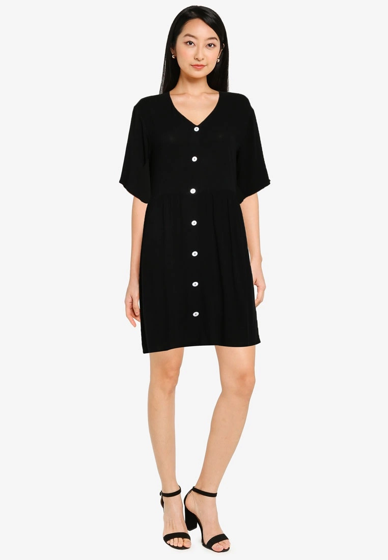 ZALORA BASICS Short Sleeve Button Down Babydoll Dress - Billede 4
