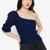 ZALORA BASICS Shirred Bodice One Shoulder Top