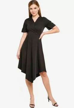 ZALORA BASICS Asymmetric Hem Fit and Flare Dress
