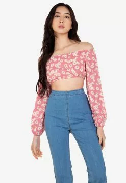 ZALORA BASICS Off Shoulder Cropped Top