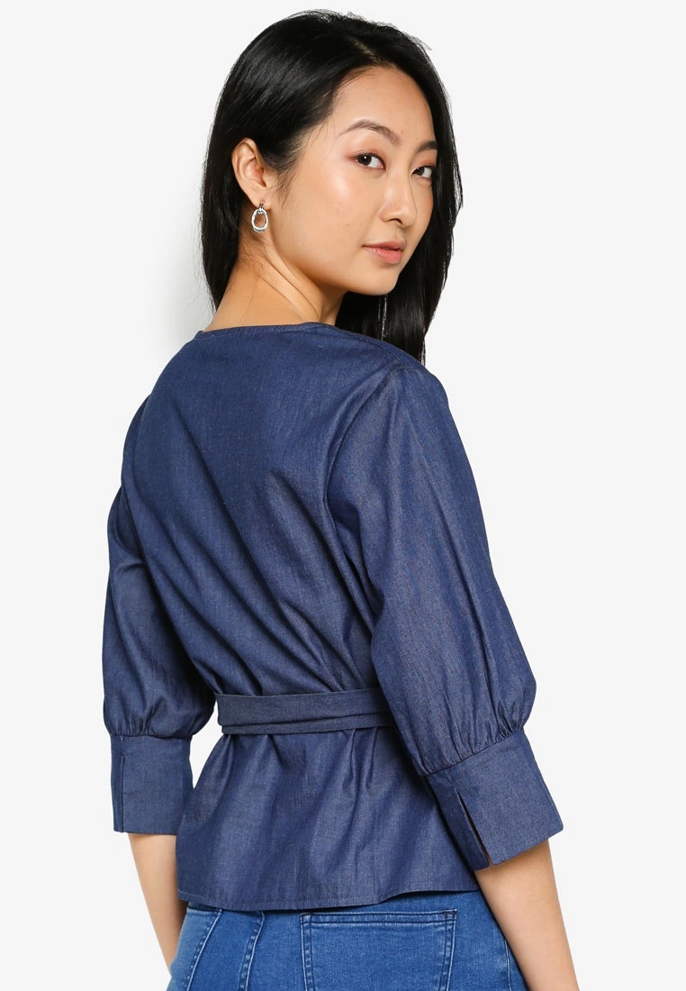 ZALORA BASICS Chambray Self Tie Blouse - Billede 2
