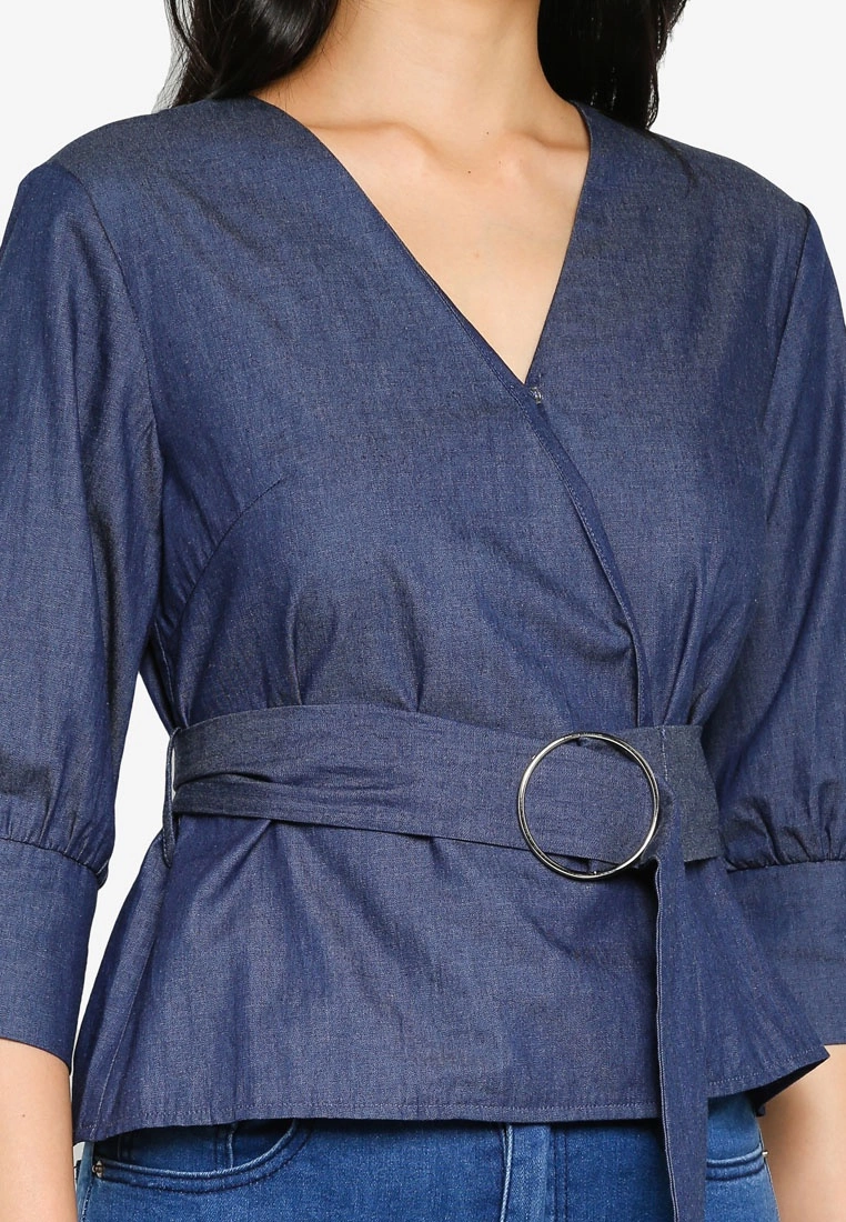 ZALORA BASICS Chambray Self Tie Blouse - Billede 3