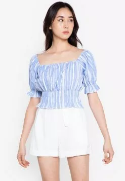 ZALORA BASICS Short Sleeve Square Neck Top