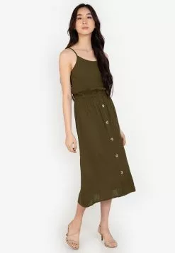 ZALORA BASICS Midi Button Front Dress