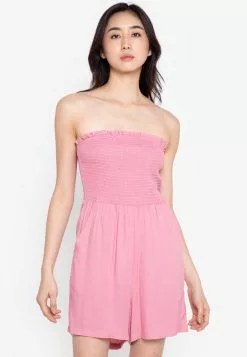 ZALORA BASICS Ruched Bustier Playsuit