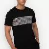 ZALORA BASICS Plaid Panel T-Shirt