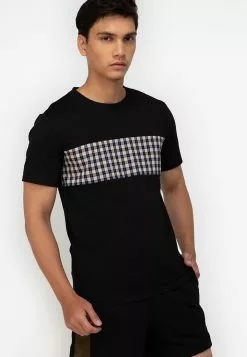 ZALORA BASICS Plaid Panel T-Shirt