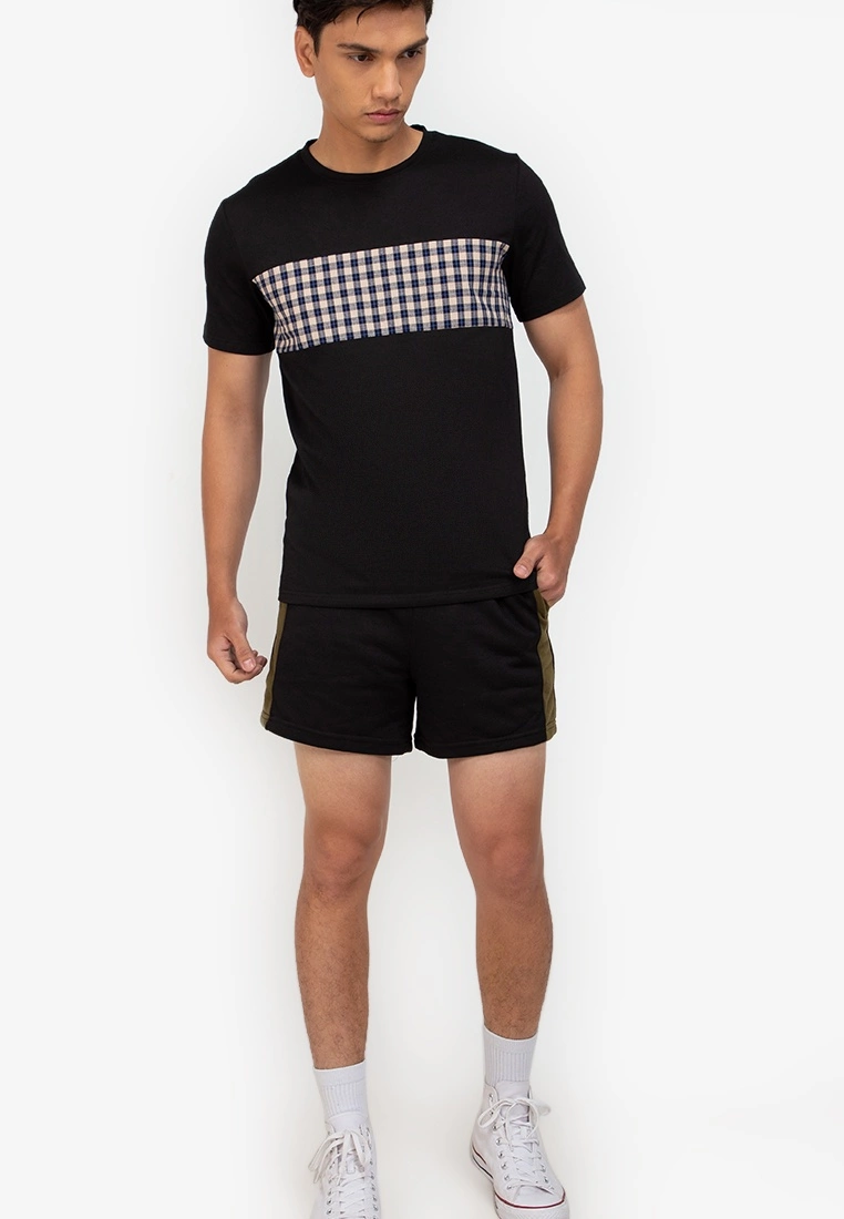ZALORA BASICS Plaid Panel T-Shirt - Billede 4