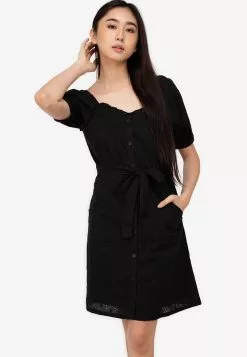 ZALORA BASICS Mini Button Eyelet Dress
