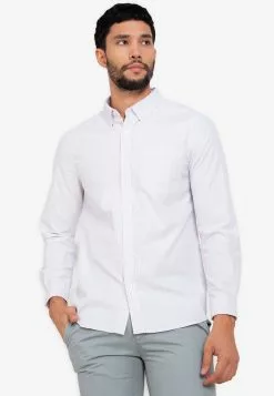 ZALORA BASICS Dobby Check Button Down Shirt