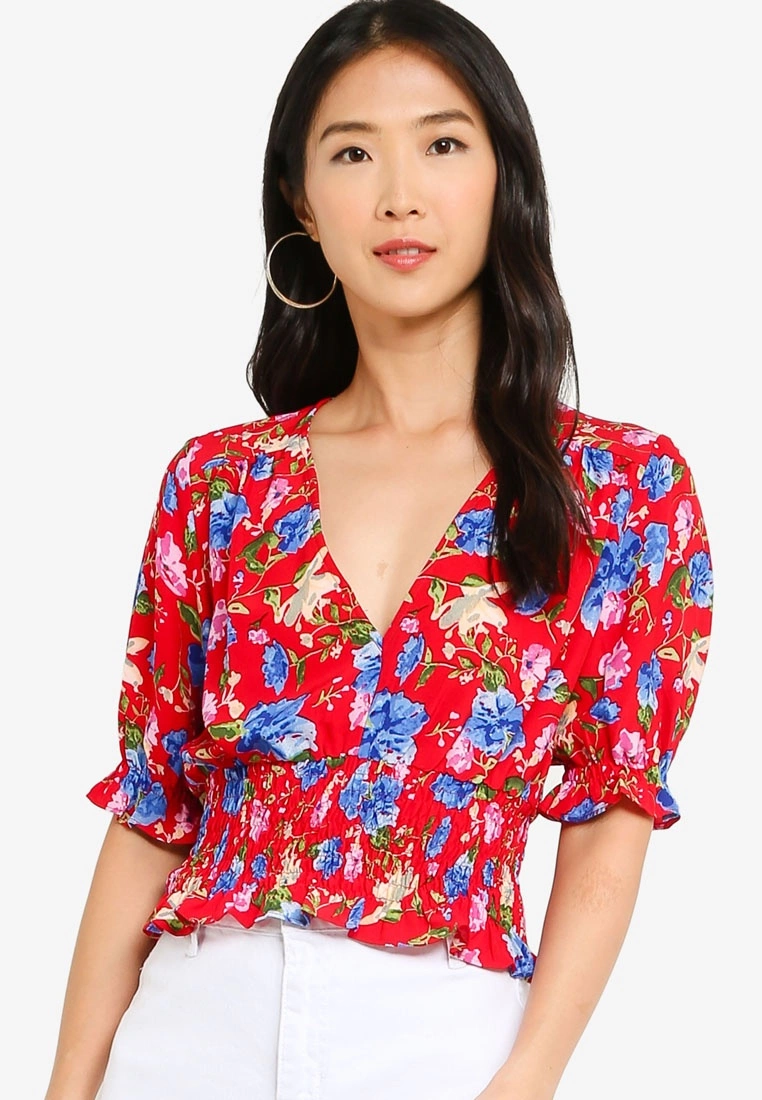 ZALORA BASICS Smocked Detail Top