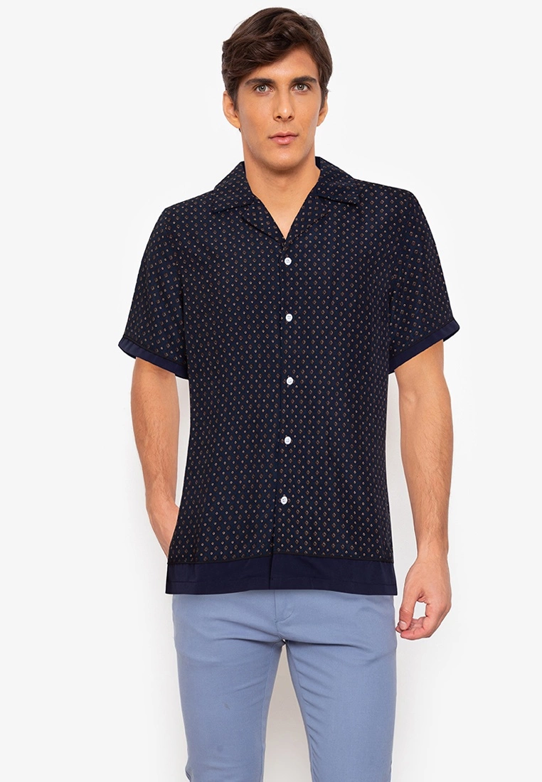 ZALORA BASICS Contrast Collar Contrast Trim Shirt