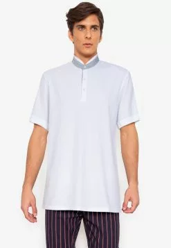 ZALORA BASICS Contrast Trim Stand Collar Polo