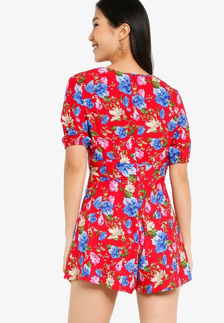 ZALORA BASICS Puff Sleeve V-Neck Playsuit - Billede 2