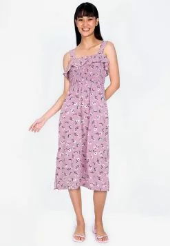 ZALORA BASICS Ruffle Detail Midi Dress