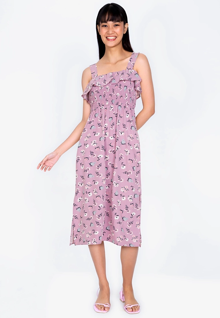 ZALORA BASICS Ruffle Detail Midi Dress