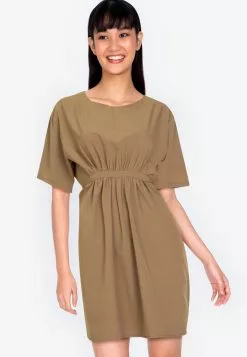 ZALORA BASICS Short Sleeve Dress with Drawstring