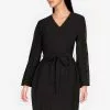 ZALORA BASICS Belted Dress With Lace Details