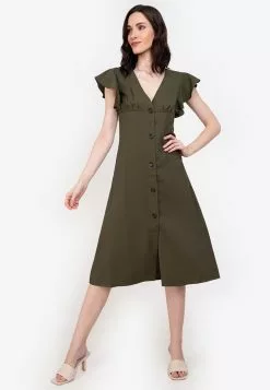 ZALORA BASICS Ruffle Midi Dress