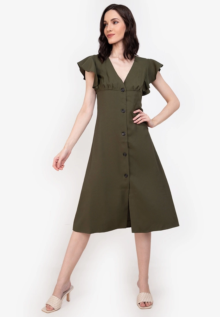 ZALORA BASICS Ruffle Midi Dress