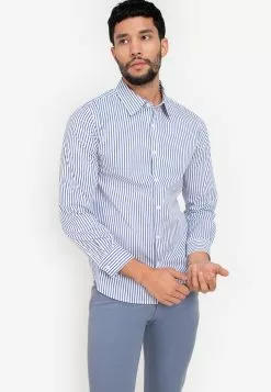 ZALORA BASICS Bengal Stripes Slim Fit Shirt