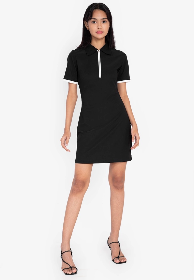 ZALORA BASICS Collared Bodycon Dress with Zip Detail - Billede 8