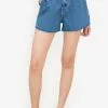 ZALORA BASICS Raw Hem Paperbag Denim Shorts