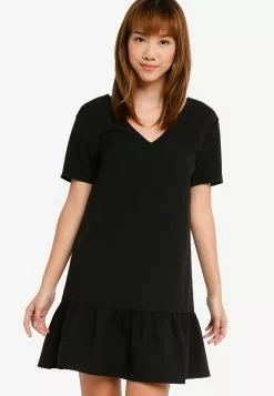 ZALORA BASICS Back Keyhole Detail Ruffle Dress