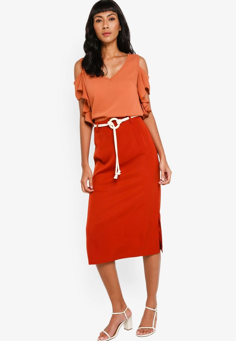 ZALORA BASICS Round Buckle Midi Skirt - Billede 4