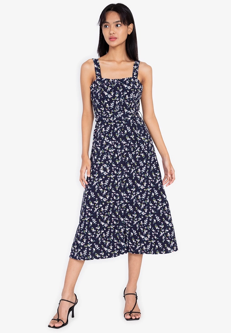 ZALORA BASICS Sweetheart Neckline Midi Dress with Belt - Billede 5