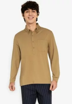ZALORA BASICS Long Placket Polo Shirt